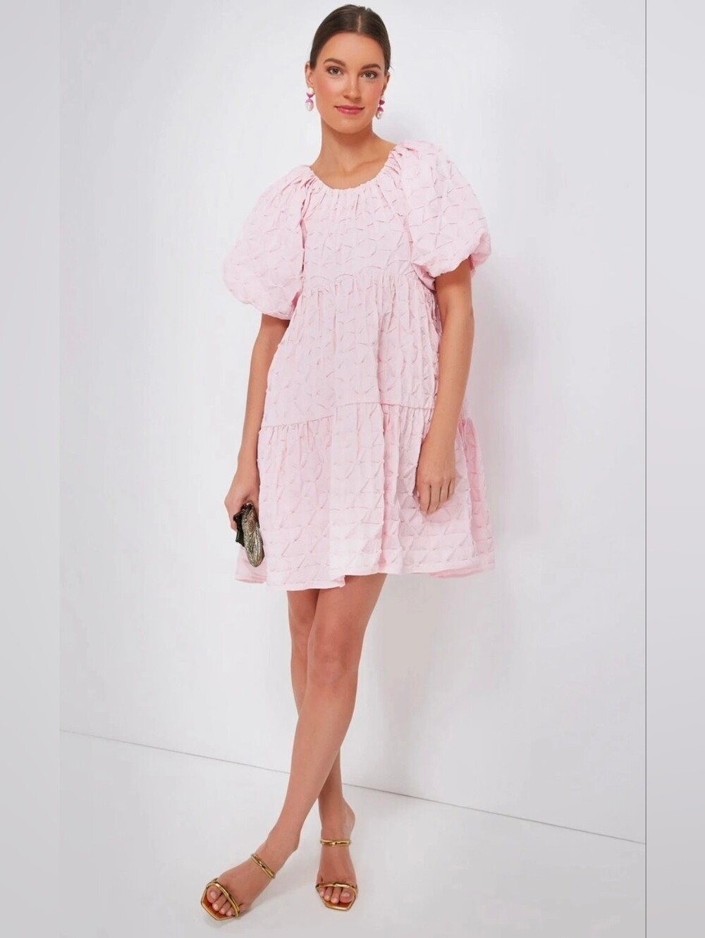 NWT Tuckernuck Hyacinth House Isabella in Pink Diamond Textured Mini Dress L - Picture 6 of 13